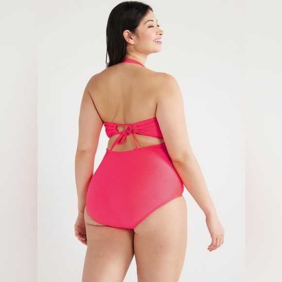 *NWT* Time and Tru Cutout Ribbed One Piece Swimsuit in Green Ocean, Sz S (4-6) - Picture 5 of 12